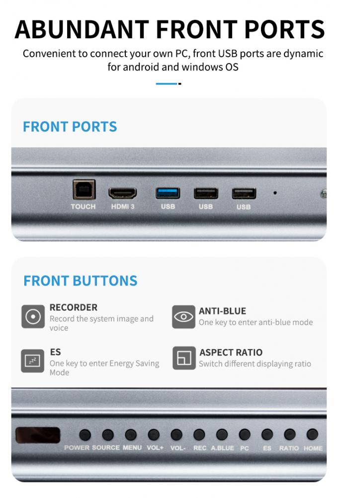 Iboard Νέο προϊόν 98 " 4K έξυπνη οθόνη Διαδραστική επίπεδη οθόνη οθόνη Μεγάλο μέγεθος οθόνη αφής για αίθουσα συνεδριάσεων 7