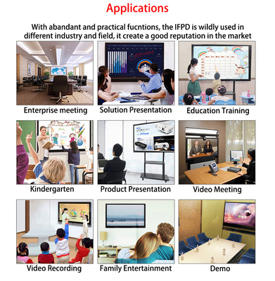 Smart Interactive Flat Panel Digital Board 98 Inch 20 Touch Points For Training 350cd/M2