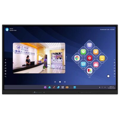 65 75 86 98 ιντσών LCD Smart Board Διαδραστικό 4mm Χαρακτηρισμένο γυαλί Android Windows 10/11 Pro Touch Finger Smart Monitor