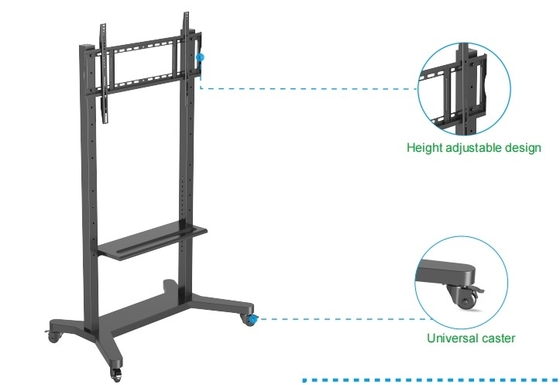 55" - 86" Ρυθμίσιμο Mobile TV Stand με τροχούς, συμβατότητα για 43" - 100" επίπεδες/κυμμένες οθόνες μέχρι 220 lbs Steel Frame, 5 επιλογές ύψους, Rolling TV Cart