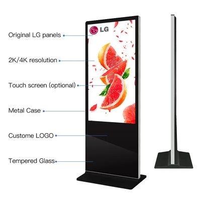 Ψηφιακό περίπτερο διαφήμισης Digital Signage 55 65 ιντσών με ανάλυση 3840*2160, φωτεινότητα 500 Nits και λειτουργία SDK