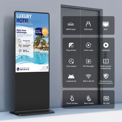 iBoard 43 ιντσών Σημείο πάτωμα κάθετη οθόνη LCD αφής εσωτερική έξυπνη διαφημιστική οθόνη οθόνη ψηφιακή σήμανση διαφημιστικό παίχτη