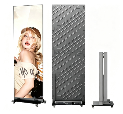 LED Poster Digital Display 80 Inch Foldable Movable Media Player Speaker Booth Hall Meetings 