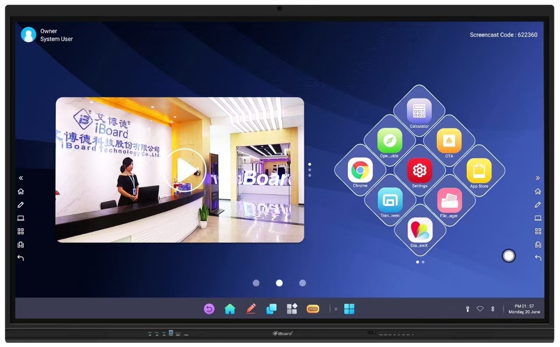 Τελευταίο Android14 (32+512GB) 75 ιντσών Διαδραστικό επίπεδο πάνελ για λύση υψηλού επιπέδου
